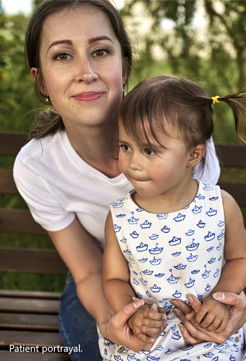 Mother and daughter, rare disease patient portrayal