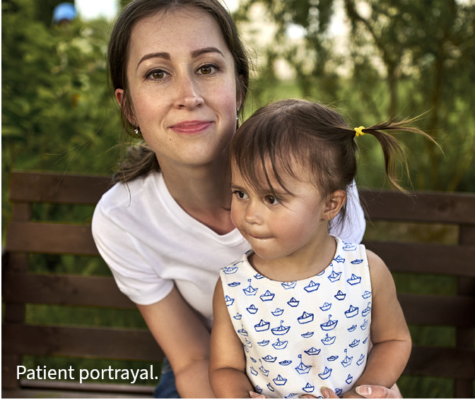Mother and daughter, rare disease patient portrayal